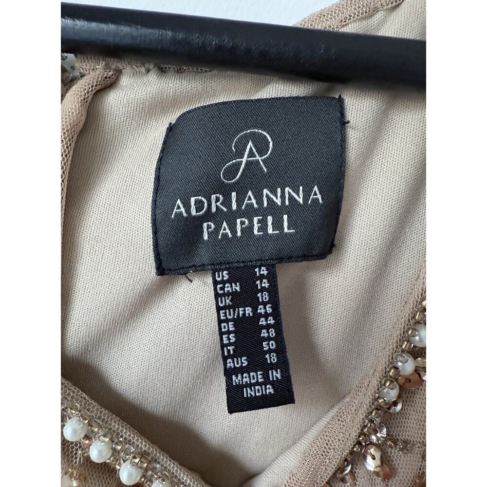 ADRIANNA PAPELL Sequin SHEATH ROSE GOLD FLUTTER SLEEVES COCKTAIL DRESS Size 14 - Picture 4 of 9